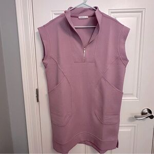 Zenana Textured Knit Jacquard Quarter Zipper Mini Dress